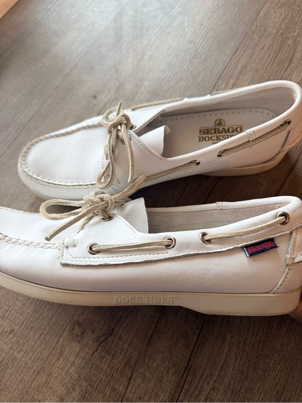 Sebago White Leather Men’s Boat Shoes
